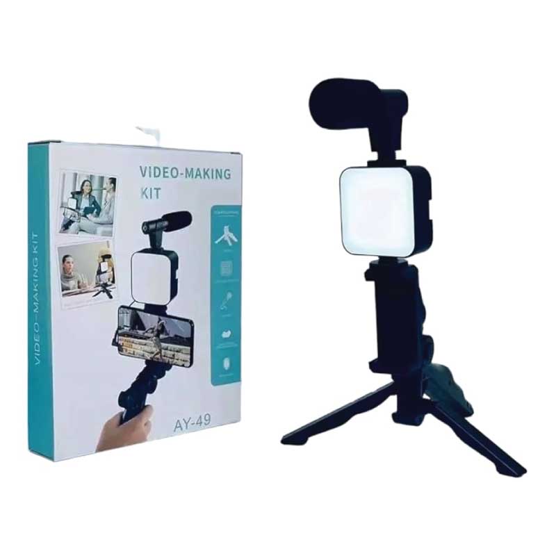 Smartphone Vlogging Kit: LED Light, Noise-Canceling Mic & Bluetooth Remote